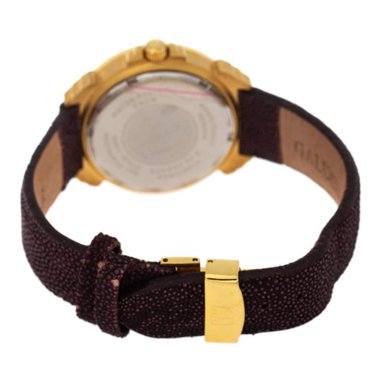 Pre Owned  Lancaster Brown Rose Gold Plated Stainless Steel Pillola REF.0349L Women's Wristwatch 37 mm