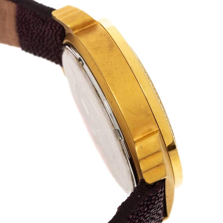 Pre Owned  Lancaster Brown Rose Gold Plated Stainless Steel Pillola REF.0349L Women's Wristwatch 37 mm