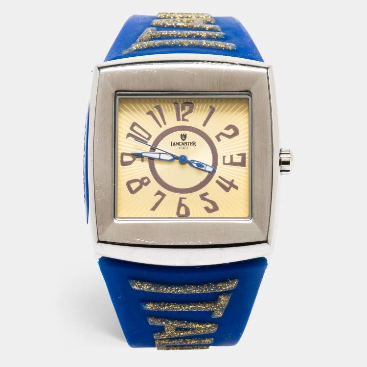 Pre Owned Lancaster Yellow Stainless Steel Silicone N°0334 Men's Wristwatch 46 mm