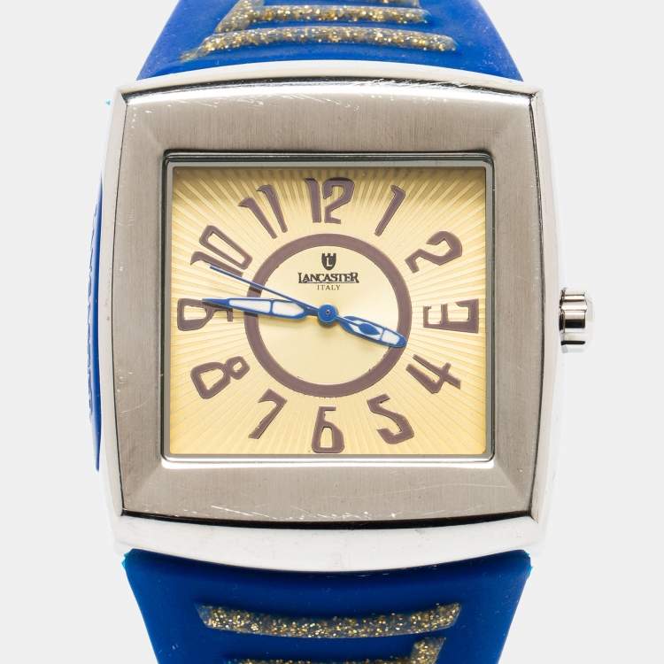 Pre Owned Lancaster Yellow Stainless Steel Silicone N°0334 Men's Wristwatch 46 mm