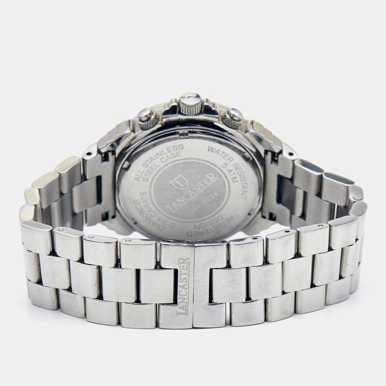 Pre Owned Lancaster Silver Stainless Steel Diamond Ref.0226 Women's Wristwatch 38 mm