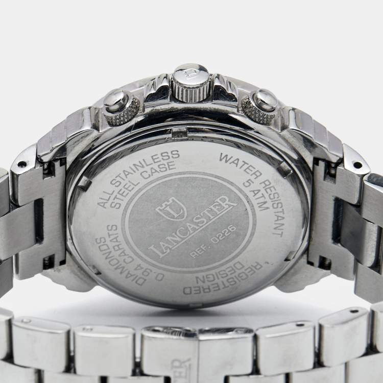 Pre Owned Lancaster Silver Stainless Steel Diamond Ref.0226 Women's Wristwatch 38 mm