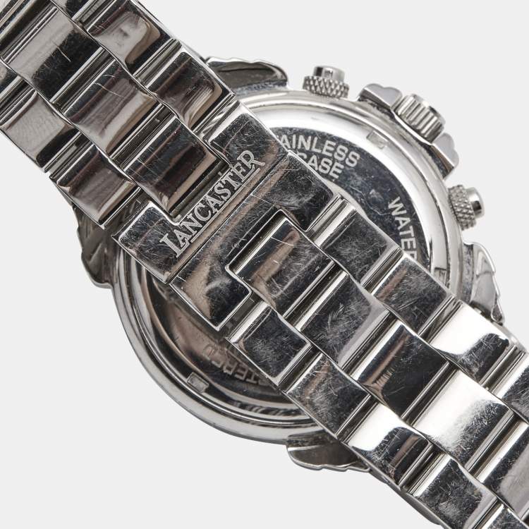 Pre Owned Lancaster Silver Stainless Steel Diamond Ref.0226 Women's Wristwatch 38 mm