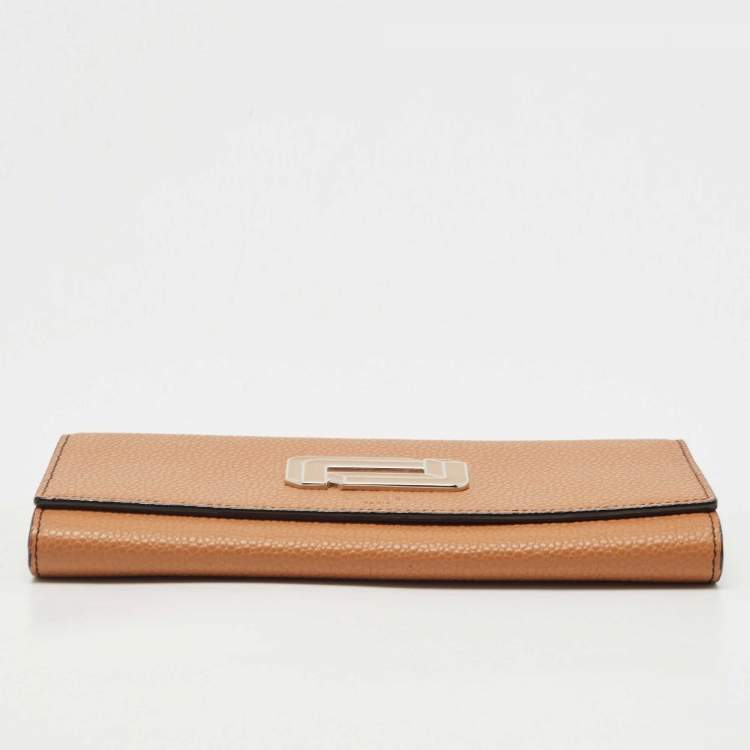 Pre Owned Lancel Brown Leather Flap Continental Wallet