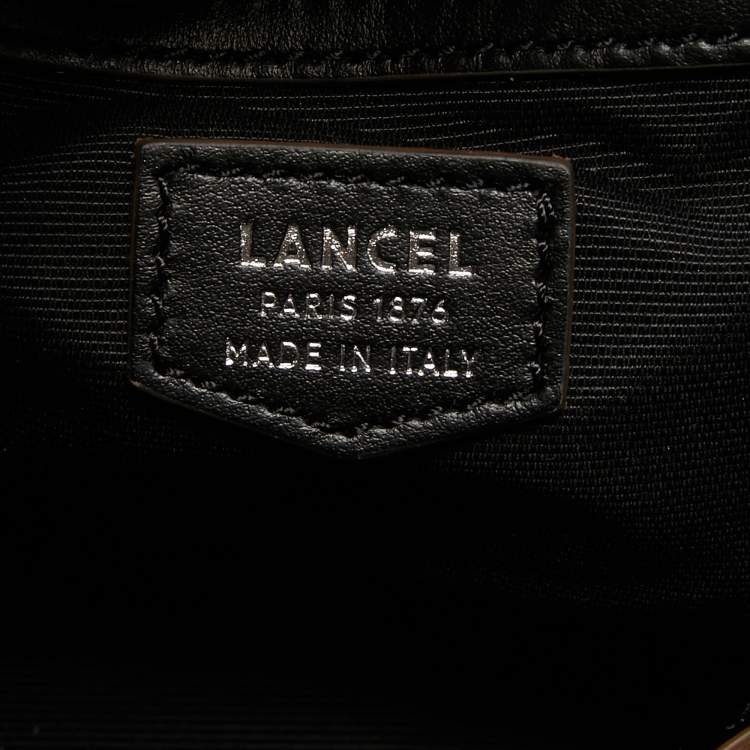 Pre Owned Lancel Black/Green Leather and Suede Small Macaron Satchel