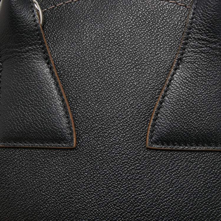 Pre Owned Lancel Black/Green Leather and Suede Small Macaron Satchel