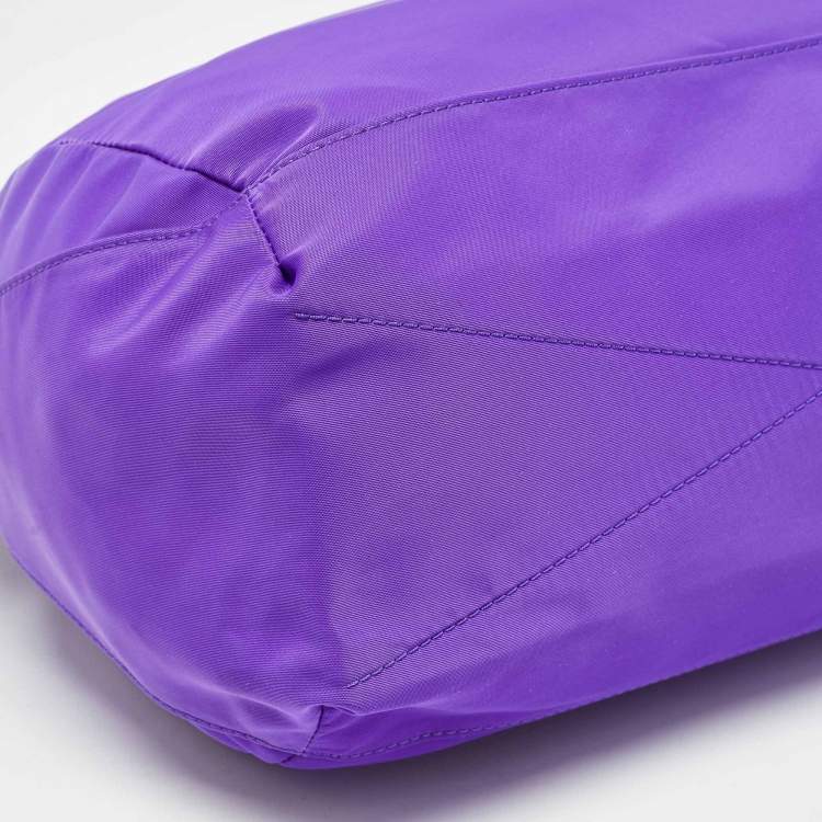 Pre Owned Lancel Purple/Black Nylon and Leather Bow June Hobo