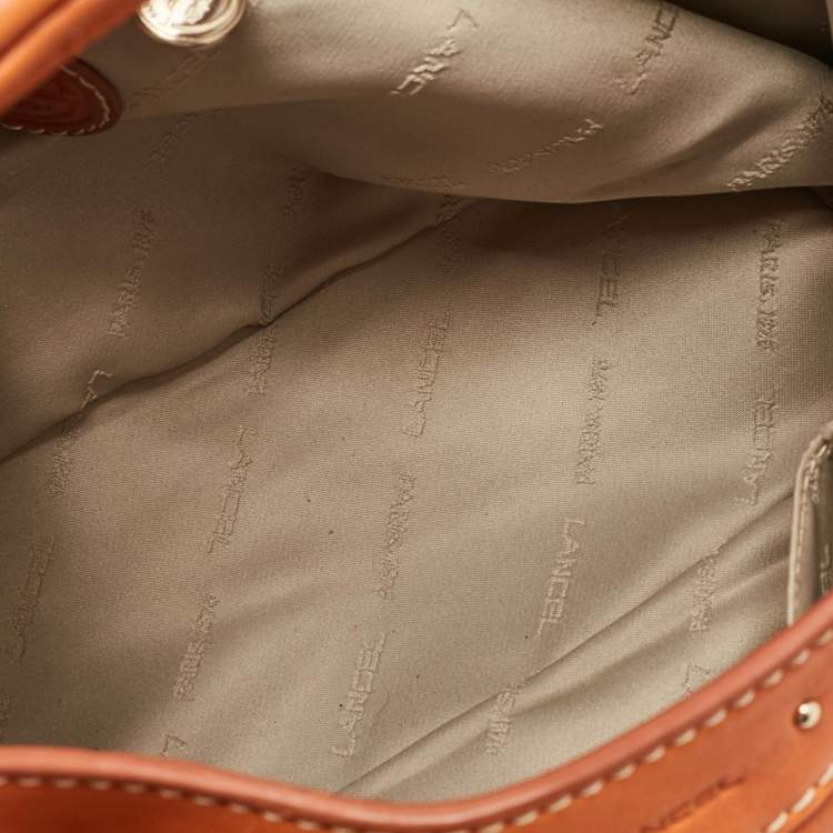 Pre Owned Lancel Orange Pleated Leather Bell Hobo