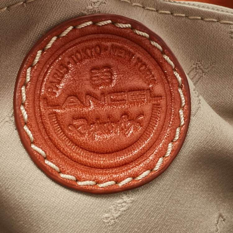 Pre Owned Lancel Orange Pleated Leather Bell Hobo