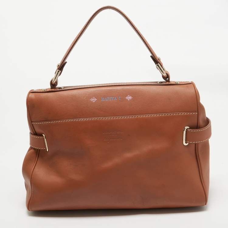 Pre Owned Lancel Brown Leather L'Angèle Top Handle Bag
