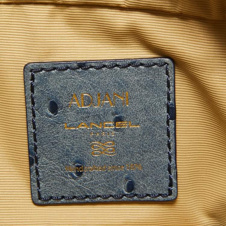 Pre Owned Lancel Blue Ostrich Embossed Leather Adjani Satchel