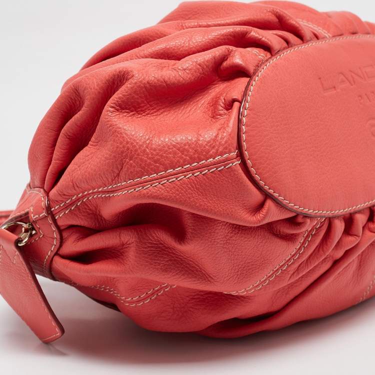 Pre Owned Lancel Coral Orange Leather Gousset Satchel