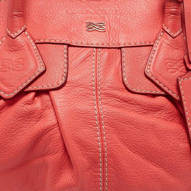 Pre Owned Lancel Coral Orange Leather Gousset Satchel
