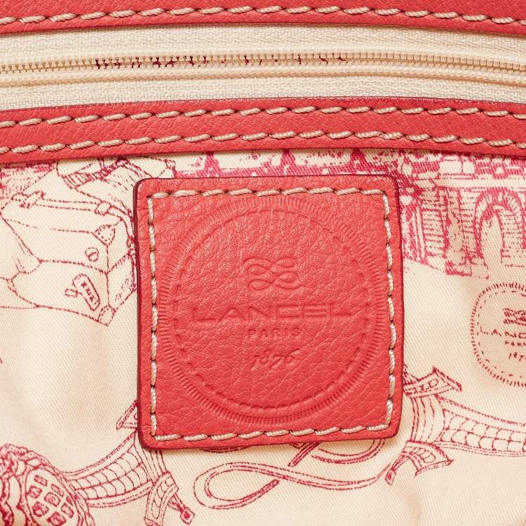 Pre Owned Lancel Coral Orange Leather Gousset Satchel