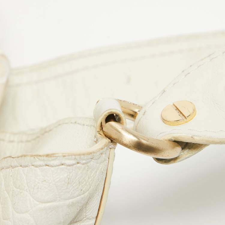 Pre Owned Lancel White Leather Premiere Flirt Bucket Bag