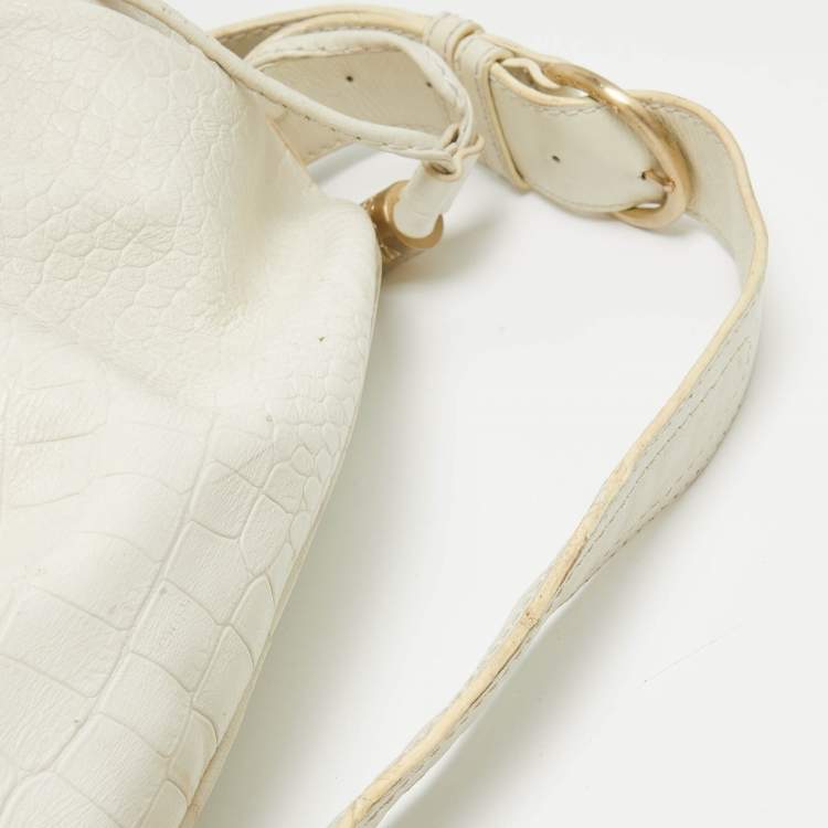 Pre Owned Lancel White Leather Premiere Flirt Bucket Bag