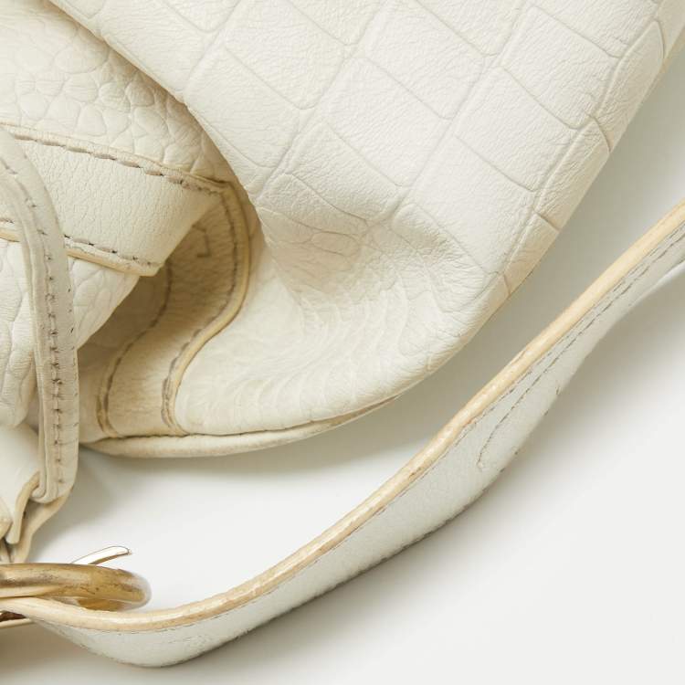 Pre Owned Lancel White Leather Premiere Flirt Bucket Bag