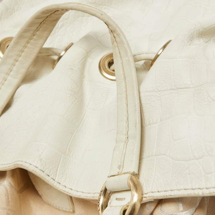 Pre Owned Lancel White Leather Premiere Flirt Bucket Bag
