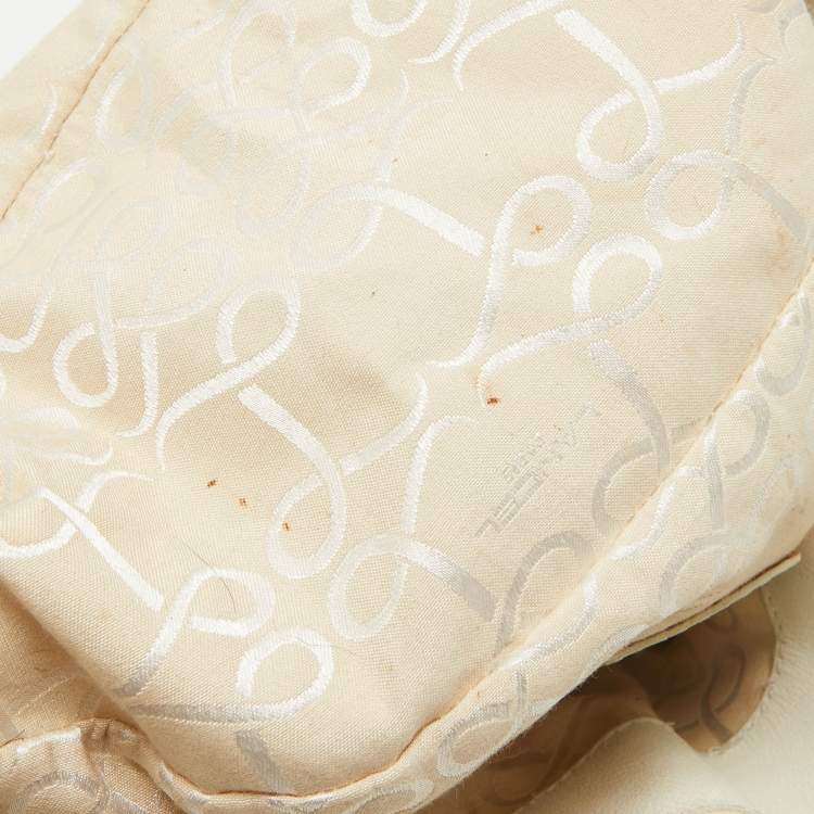 Pre Owned Lancel White Leather Premiere Flirt Bucket Bag