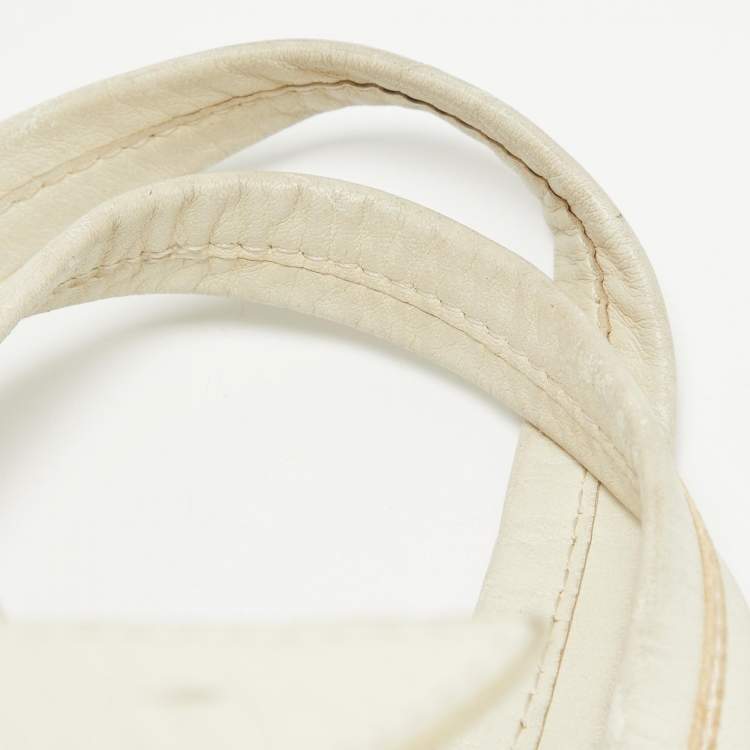 Pre Owned Lancel White Leather Premiere Flirt Bucket Bag
