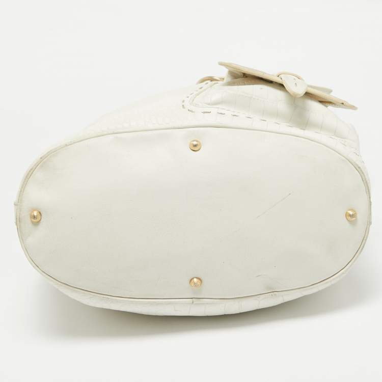 Pre Owned Lancel White Leather Premiere Flirt Bucket Bag