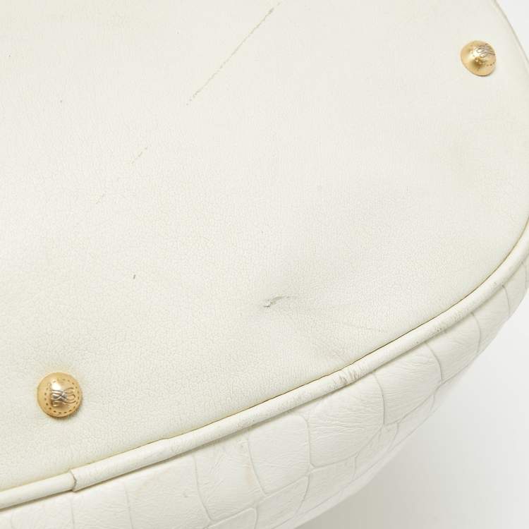 Pre Owned Lancel White Leather Premiere Flirt Bucket Bag