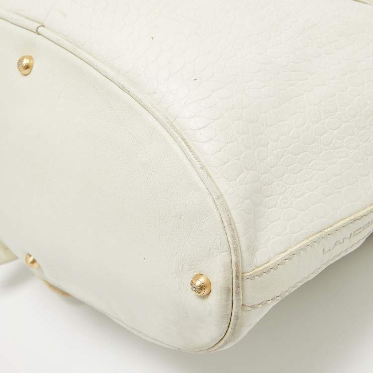 Pre Owned Lancel White Leather Premiere Flirt Bucket Bag