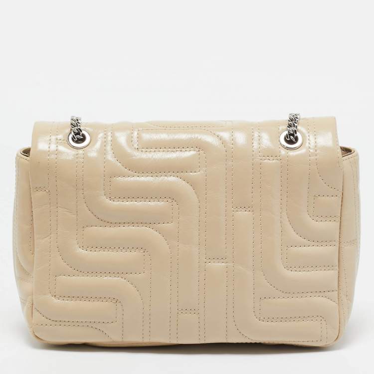 Pre Owned Lancel Beige Quilted Leather Midi Minuit De Lancel M Bag