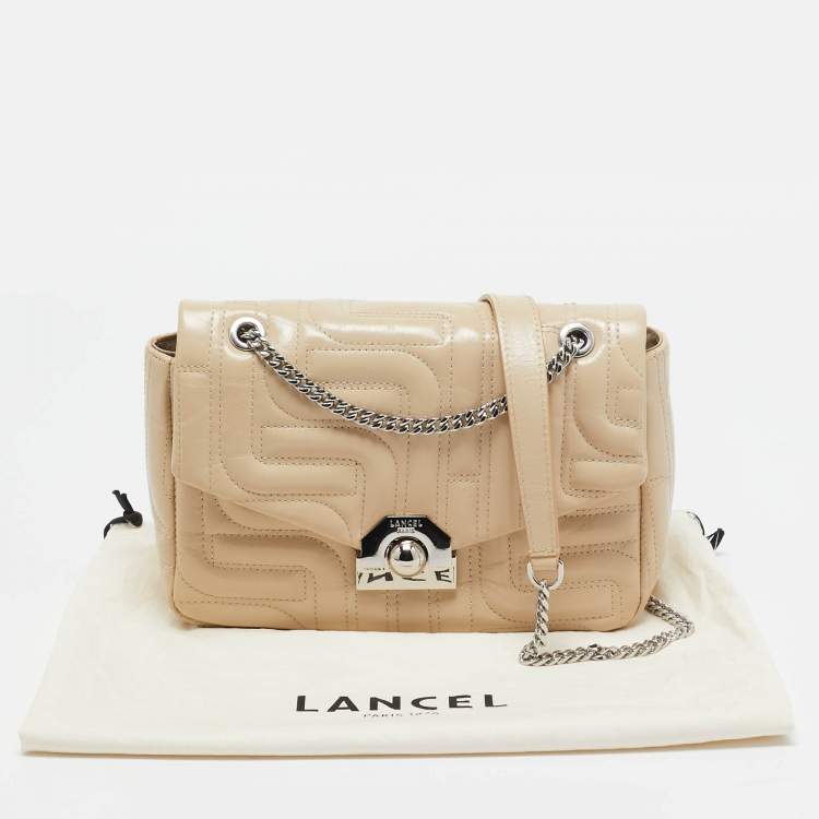 Pre Owned Lancel Beige Quilted Leather Midi Minuit De Lancel M Bag