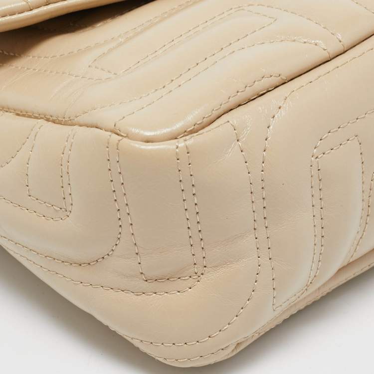 Pre Owned Lancel Beige Quilted Leather Midi Minuit De Lancel M Bag