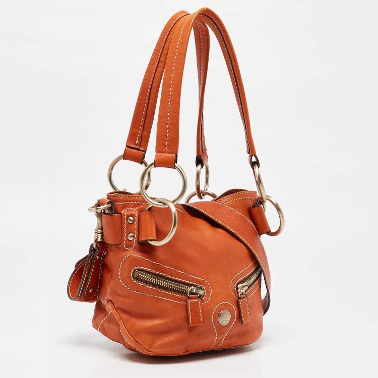 Pre Owned Lancel Orange Leather Pocket Hobo