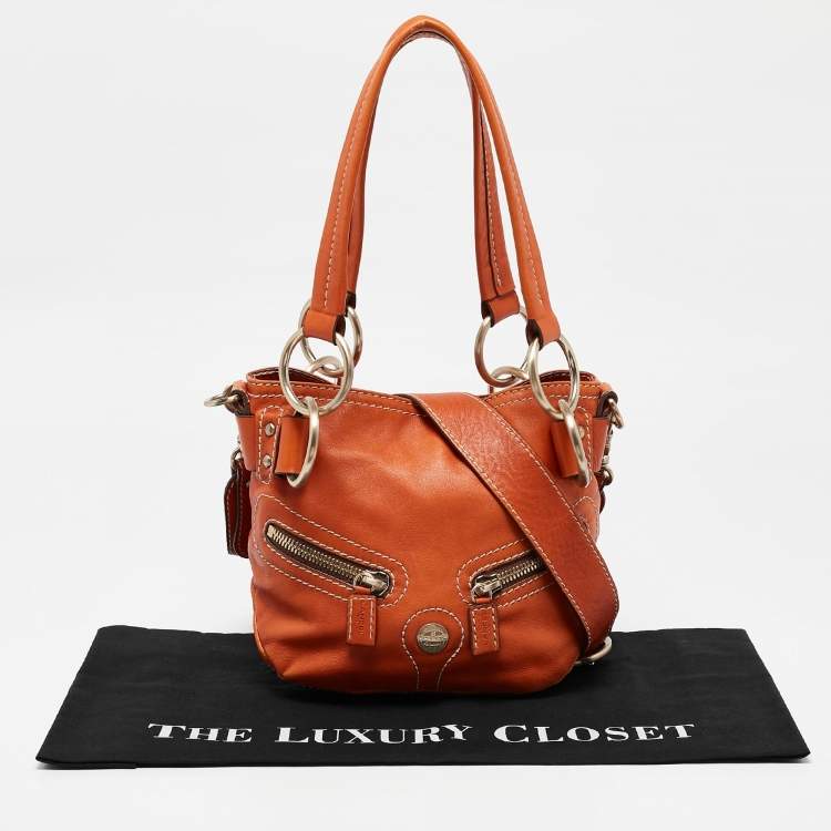 Pre Owned Lancel Orange Leather Pocket Hobo