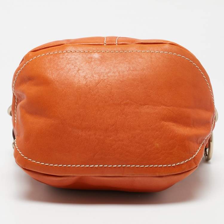 Pre Owned Lancel Orange Leather Pocket Hobo