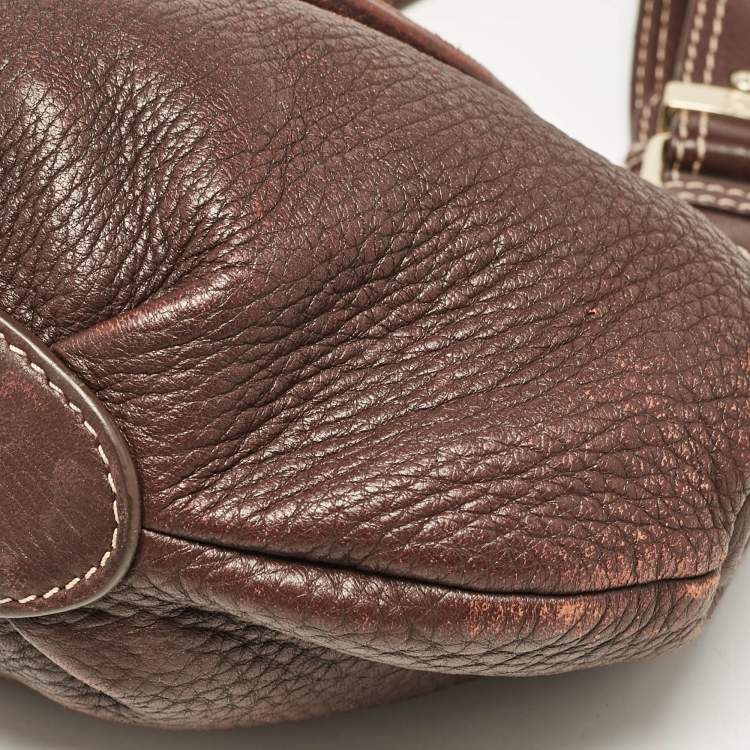 Pre Owned Lancel Dark Brown Leather Miss Broadway Hobo
