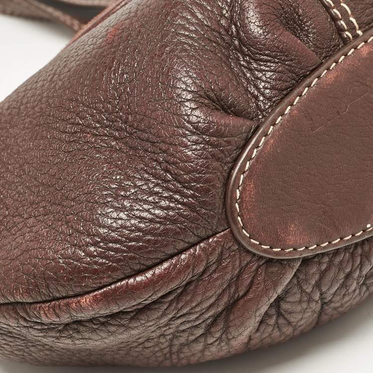 Pre Owned Lancel Dark Brown Leather Miss Broadway Hobo