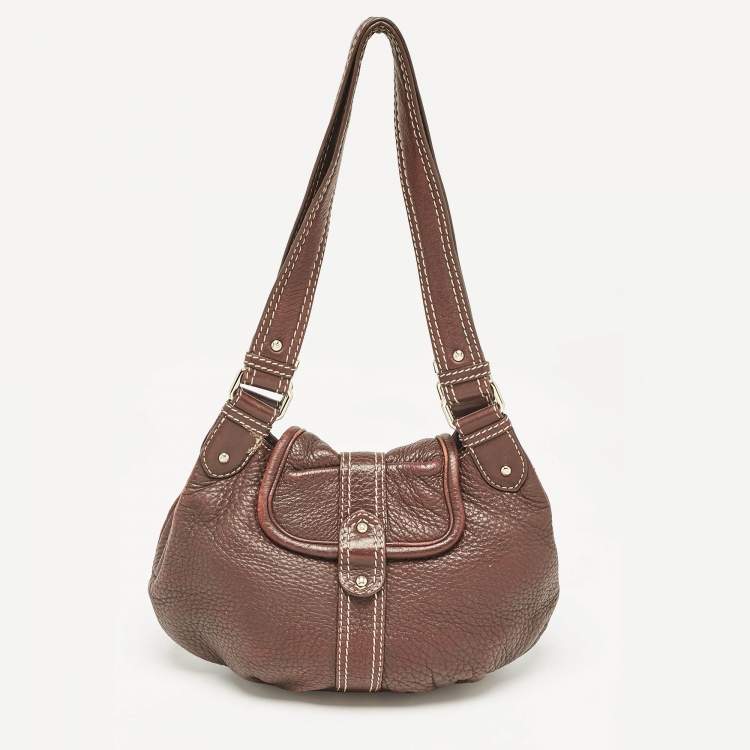 Pre Owned Lancel Dark Brown Leather Miss Broadway Hobo