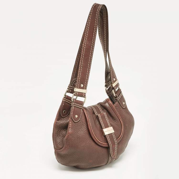 Pre Owned Lancel Dark Brown Leather Miss Broadway Hobo