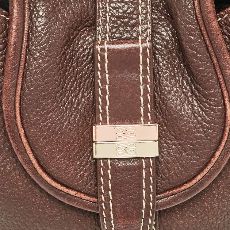 Pre Owned Lancel Dark Brown Leather Miss Broadway Hobo