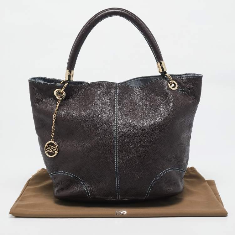 Pre Owned Lancel Dark Brown Leather French Flair Tote