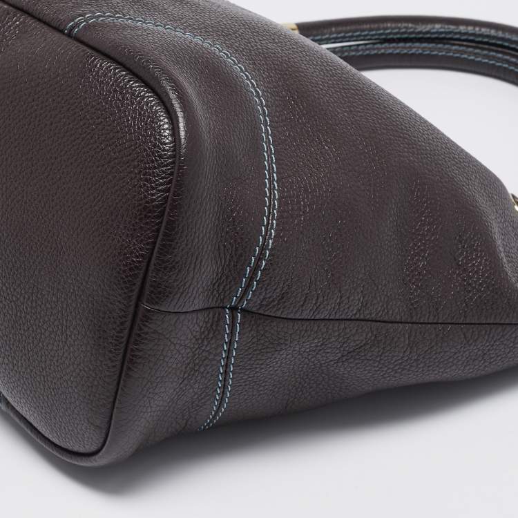 Pre Owned Lancel Dark Brown Leather French Flair Tote