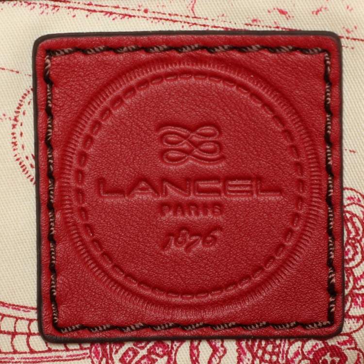 Pre Owned Lancel Red Pleated Leather Satchel