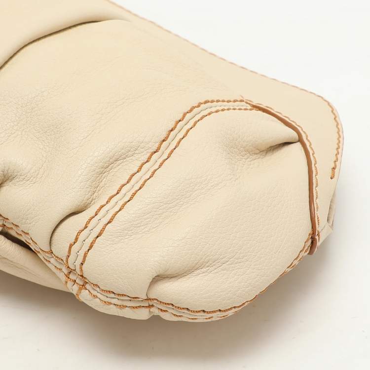 Pre Owned Lancel Cream Leather Shoulder Bag