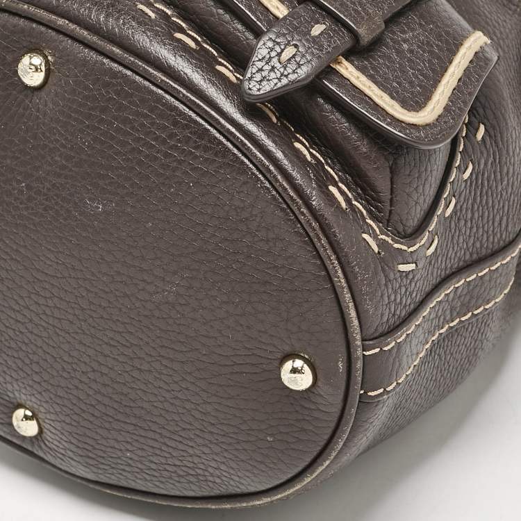 Pre Owned Lancel Dark Brown Leather Small Premier Flirt Bucket Bag