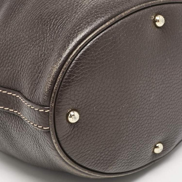Pre Owned Lancel Dark Brown Leather Small Premier Flirt Bucket Bag
