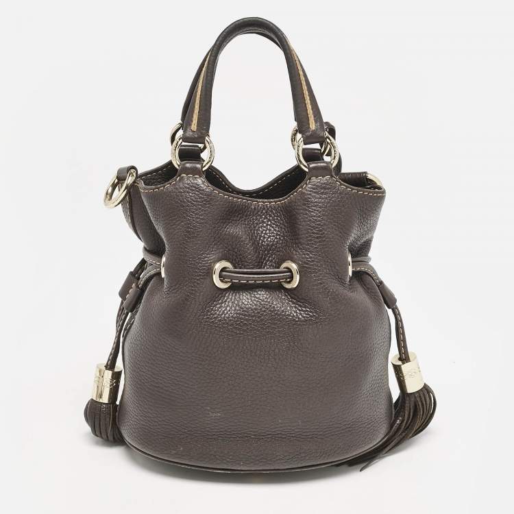 Pre Owned Lancel Dark Brown Leather Small Premier Flirt Bucket Bag