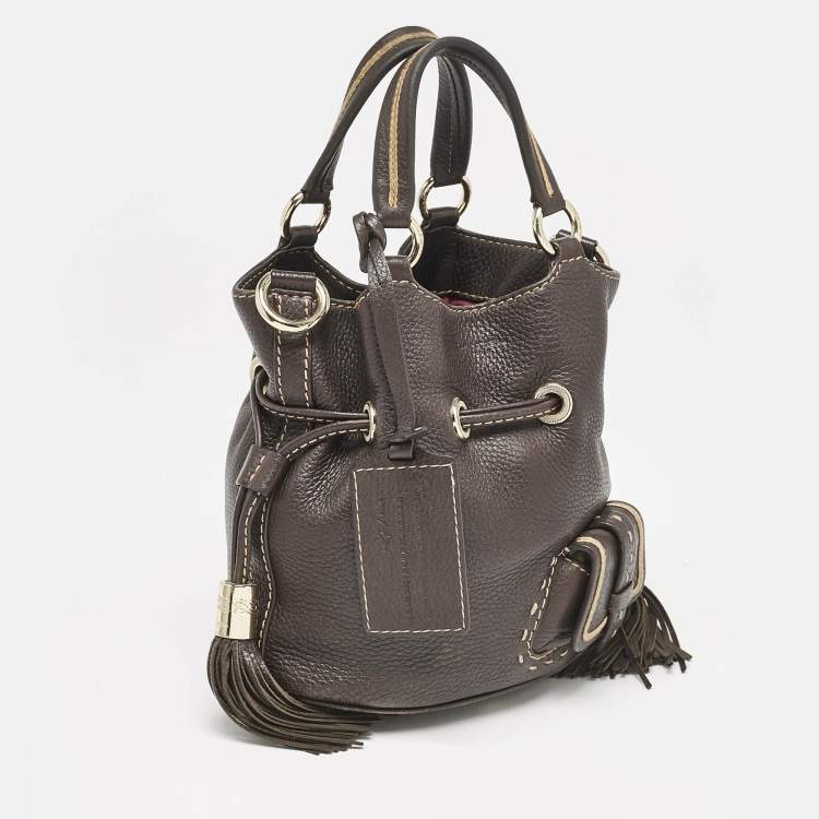 Pre Owned Lancel Dark Brown Leather Small Premier Flirt Bucket Bag