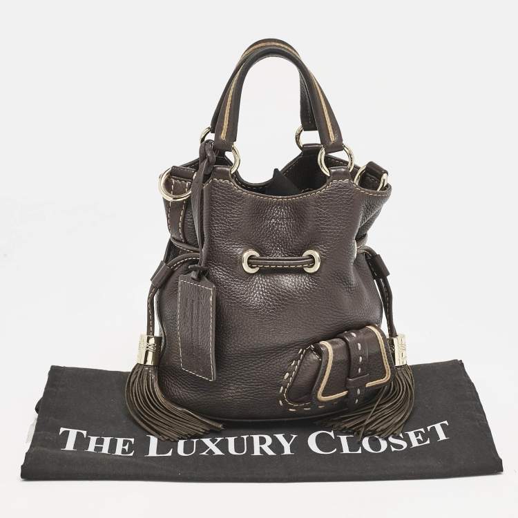 Pre Owned Lancel Dark Brown Leather Small Premier Flirt Bucket Bag
