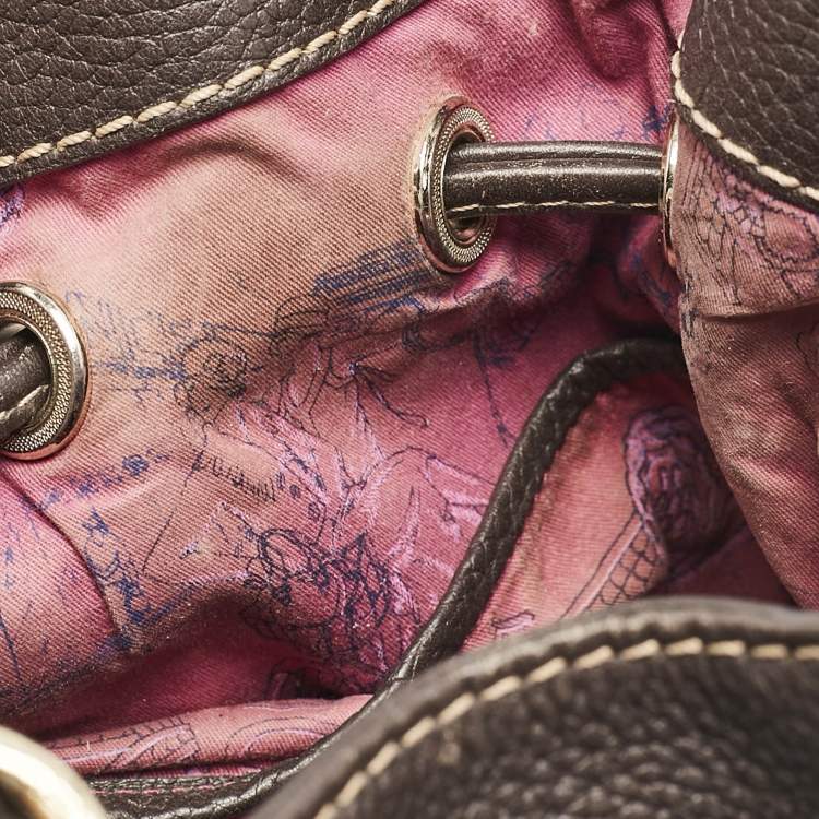 Pre Owned Lancel Dark Brown Leather Small Premier Flirt Bucket Bag