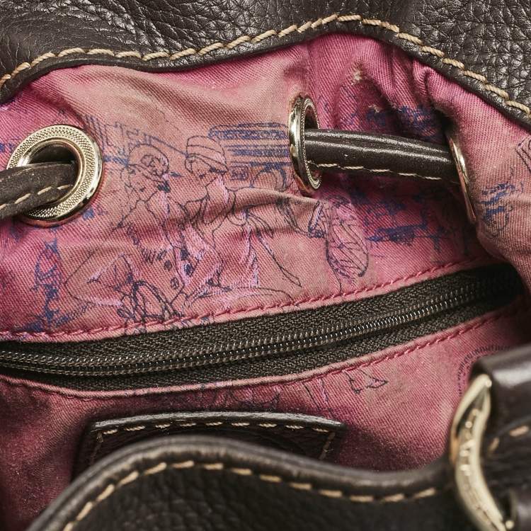 Pre Owned Lancel Dark Brown Leather Small Premier Flirt Bucket Bag