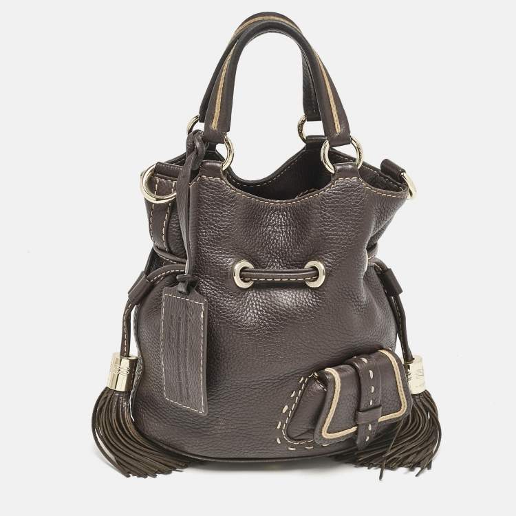 Pre Owned Lancel Dark Brown Leather Small Premier Flirt Bucket Bag